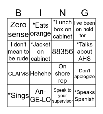 CLAIMS Bingo Card
