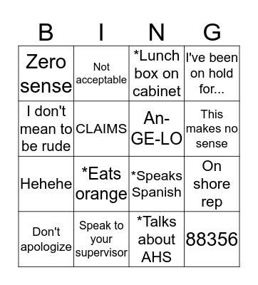 CLAIMS Bingo Card