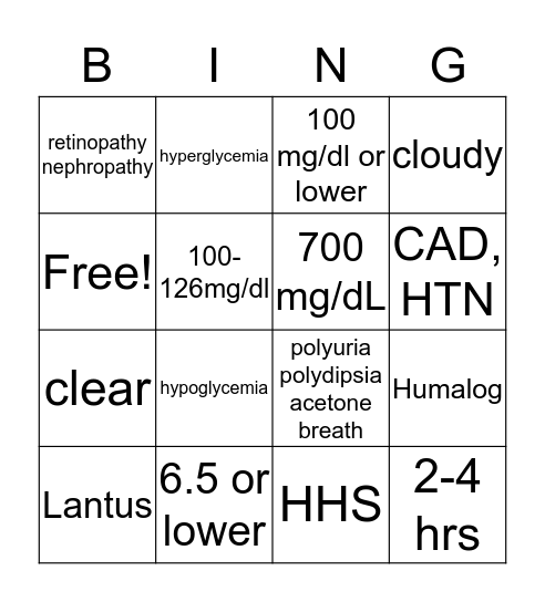 Diabingo  Bingo Card