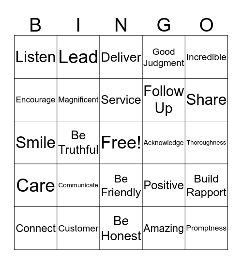 Customer Service Week 2019 Bingo Card