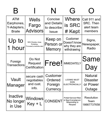 BCR BINGO Card