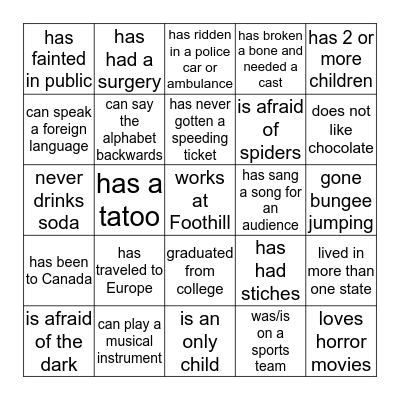Find Someone Who... Bingo Card