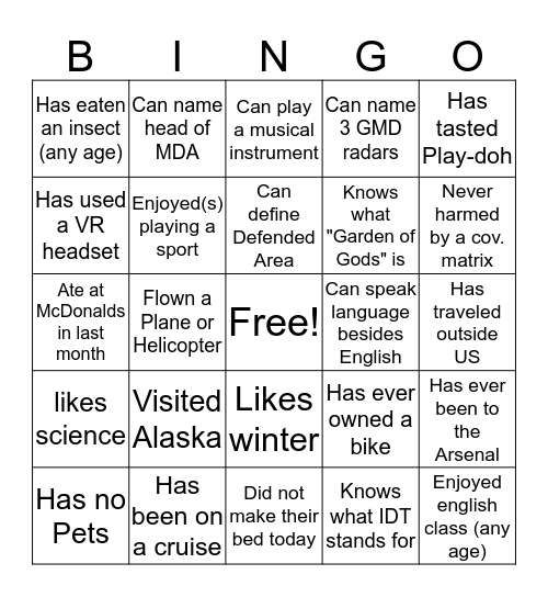 GMD Bingo! Bingo Card