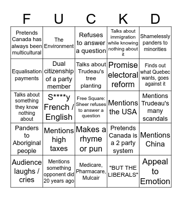 Federal Election - Party Leader's Bingo Card