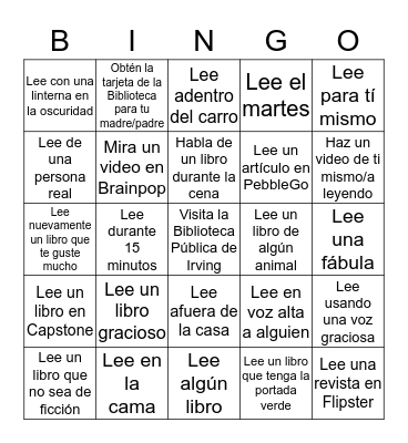 A.S. Johnston Library BINGO Card
