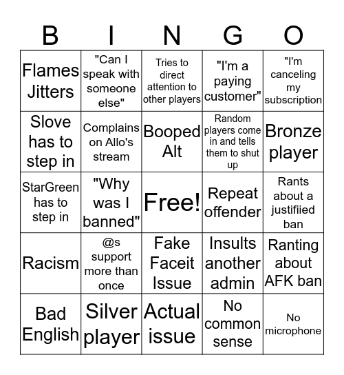 Mythic League #support Bingo! Bingo Card