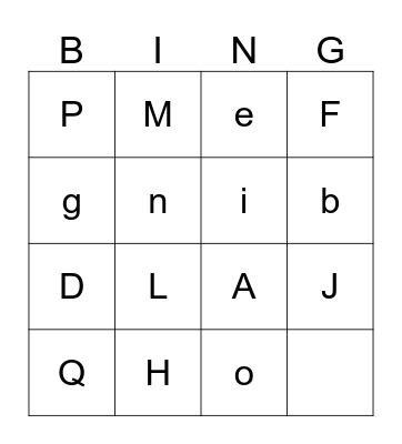 The Alphabet Bingo Card