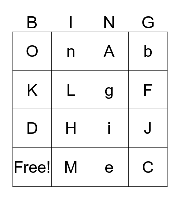 The Alphabet Bingo Card