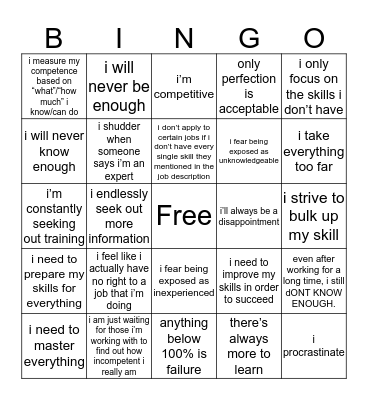 impostor syndrome: The Expert Bingo Card