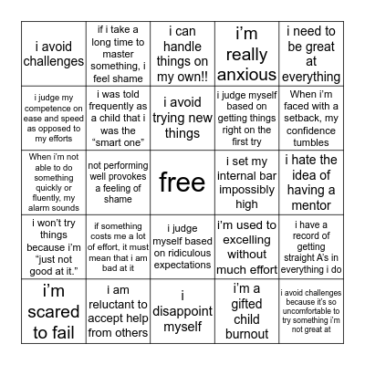 impostor syndrome: the natural genius Bingo Card