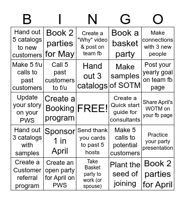 Team Bingo Card