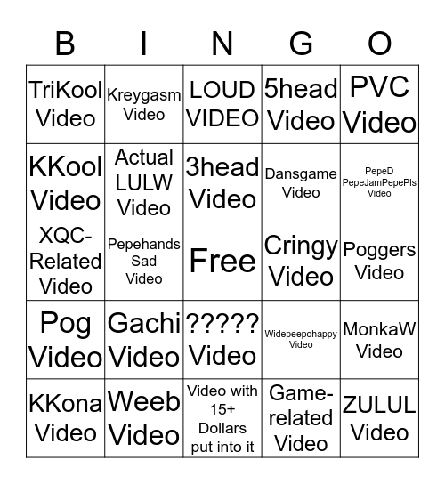 Media Share Bingo Card