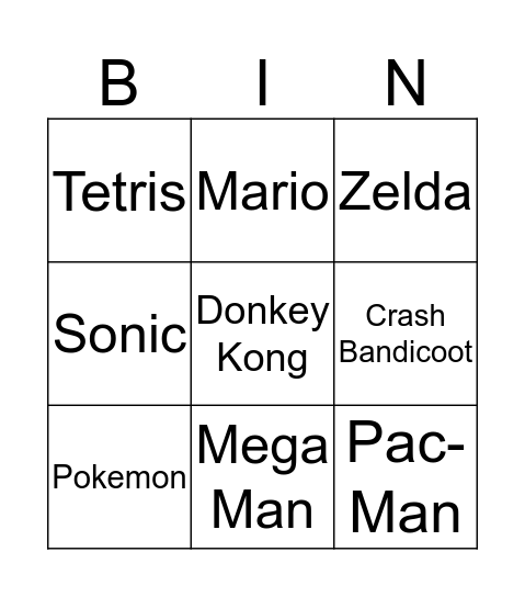 GameBingo Card