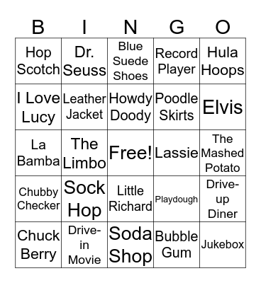 1950's Bingo Card