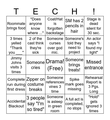 Tech Week Bingo Card