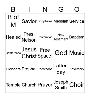 General Conference BINGO Card