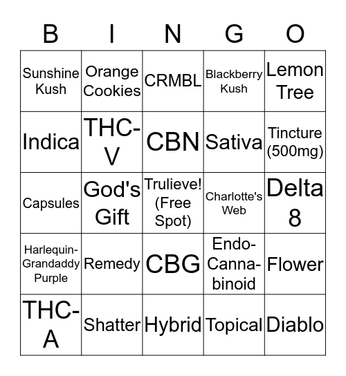 Trulieve Bingo Card