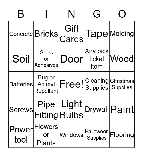 Cashier Bingo!!! Bingo Card