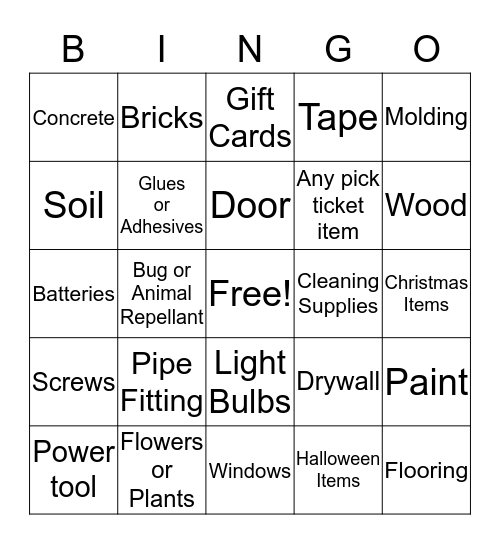 Cashier Bingo!!! Bingo Card