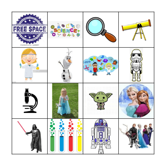 STAR WARS - FROZEN - SCIENCE BINGO Card