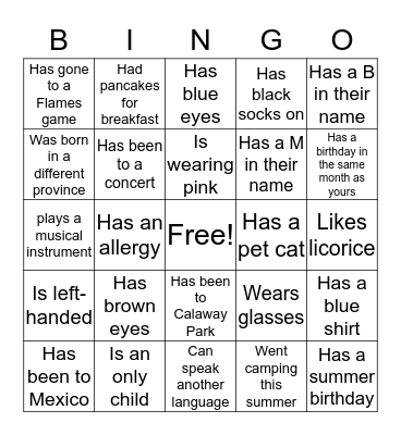 Commons Kids Bingo Card