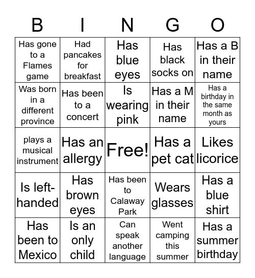 Commons Kids Bingo Card