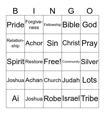 Achan - Sin in the Community Bingo Card