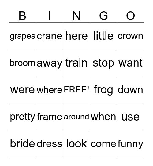 Quinn's r blends and Spelling Sight Words 4/1/14 Bingo Card