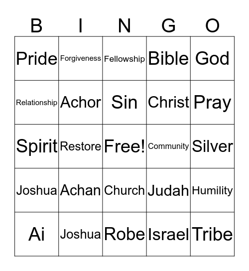 Sin in the Community Bingo Card