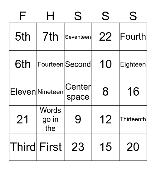 30B Slacker Bingo Card
