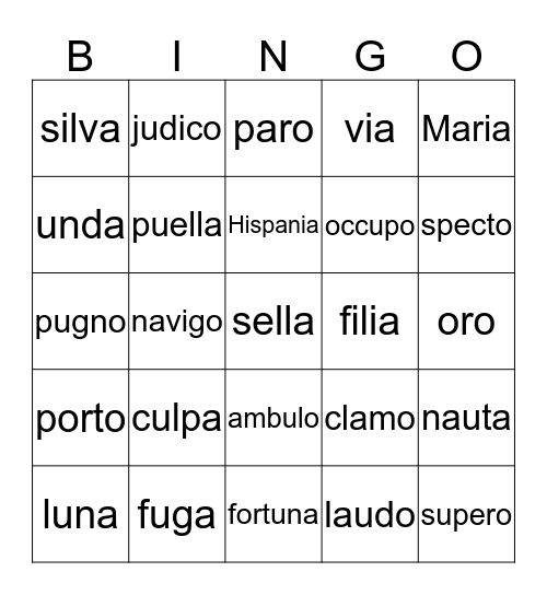 Latina Christiana Bingo Card