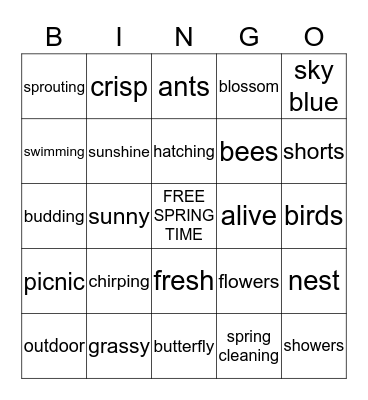 Bring In Spring Bingo Card