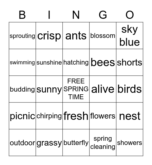 Bring In Spring Bingo Card