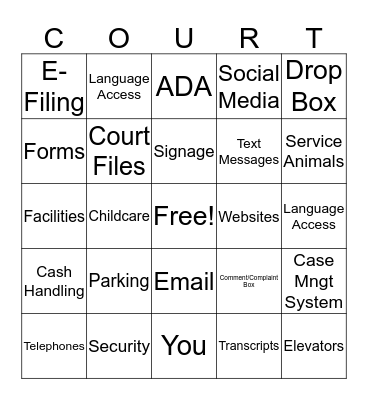 Public Access Bingo Card