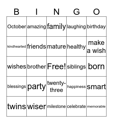 HAPPY BIRTHDAY Bingo Card