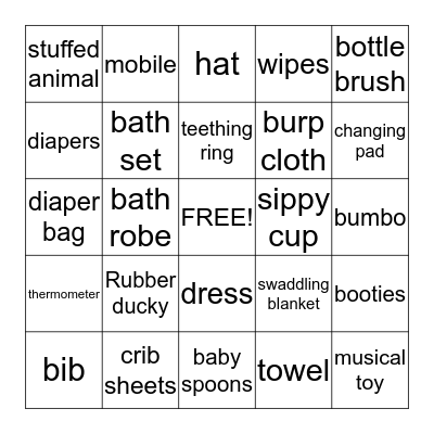 Baby Bingo Card