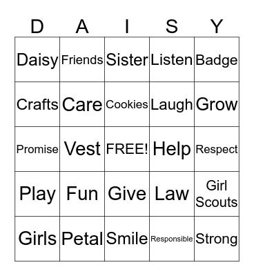 Daisy Bingo Card