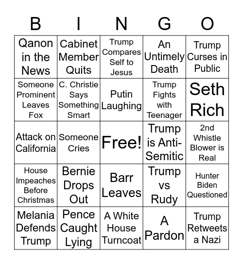 Impeach Trump  Bingo Card