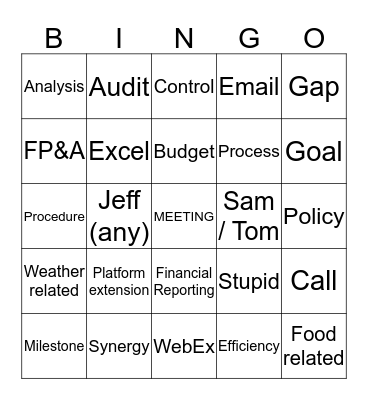 Meeting Bingo Card