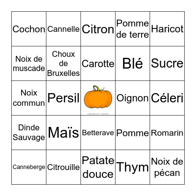 Action de Grâce Scientifique  Bingo Card