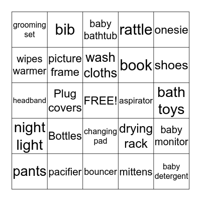 Baby Bingo Card