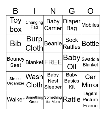 baby Bingo Card