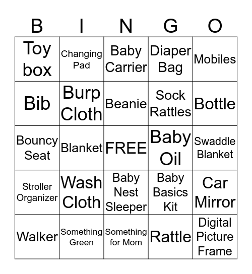 baby Bingo Card