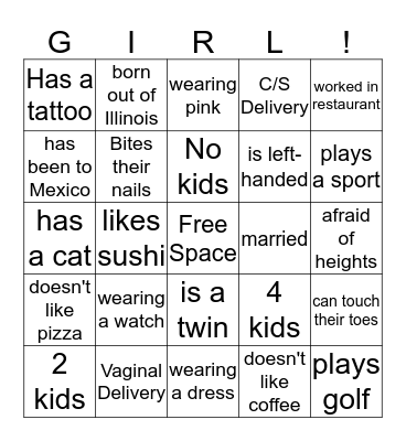 Getting to know each other Bingo Card