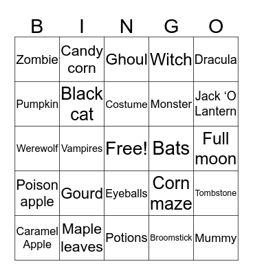 Halloween Bingo Card