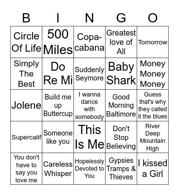 Abbey Road Bingo Card