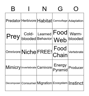 SCIENCE BINGO Card