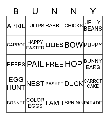 EAST END WOMEN'S BUNNY BINGO Card