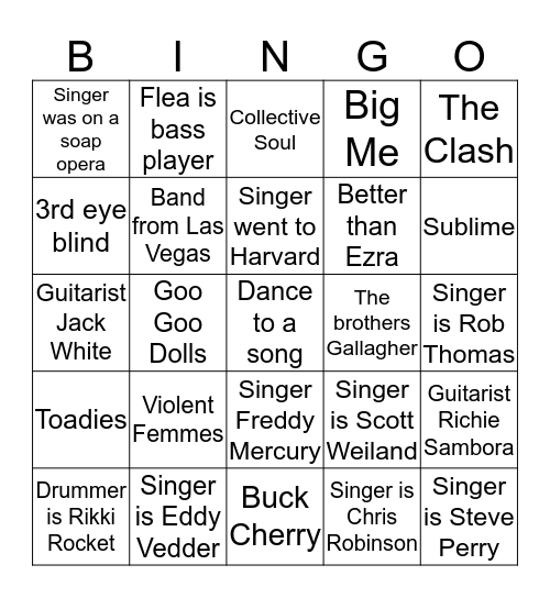 Exit 85 Bingo Card