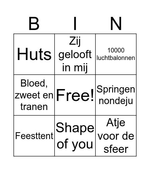 swingo Groep 8 Bingo Card
